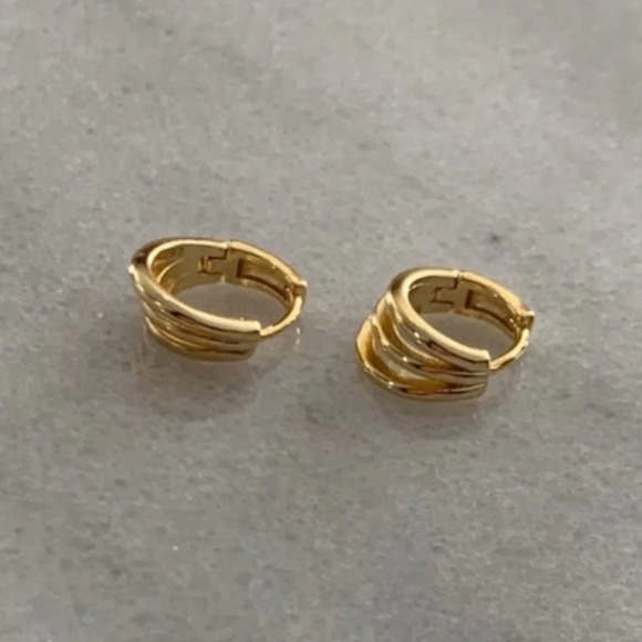 COPY - COPY - Gold Multi Hoop Small Mini Huggie Hoop Earrings - Picture 2 of 4